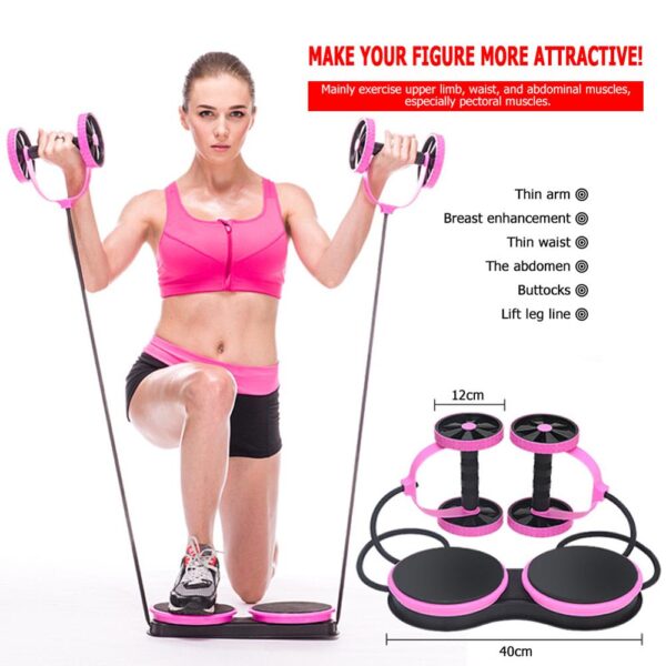 AB Wheels Roller Stretch Elastic Abdominal Resistance Pull Rope