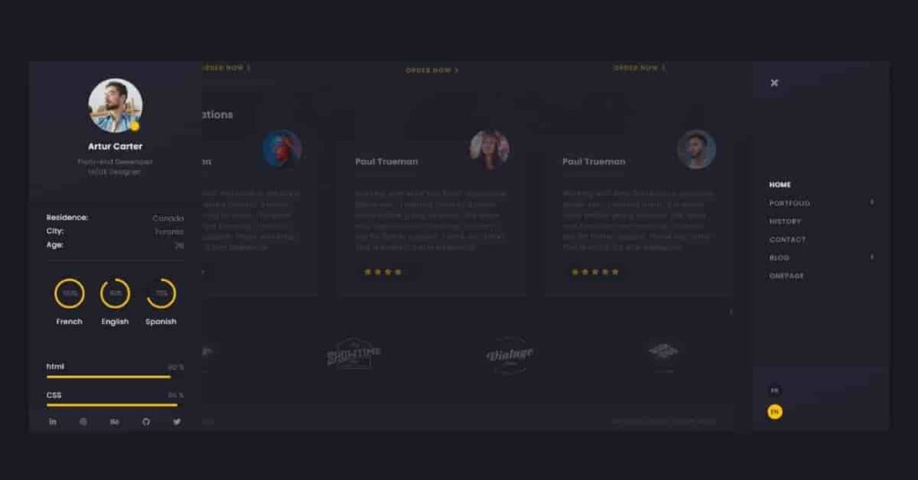 portfolio html template free