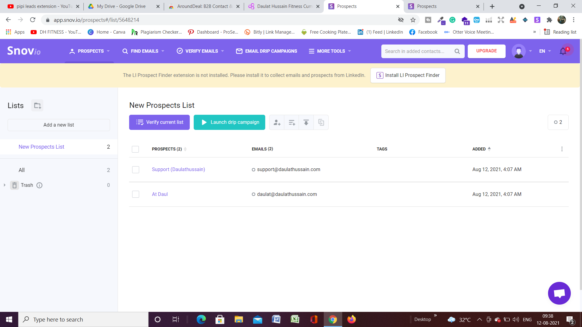 snov.io interface snov.io interface